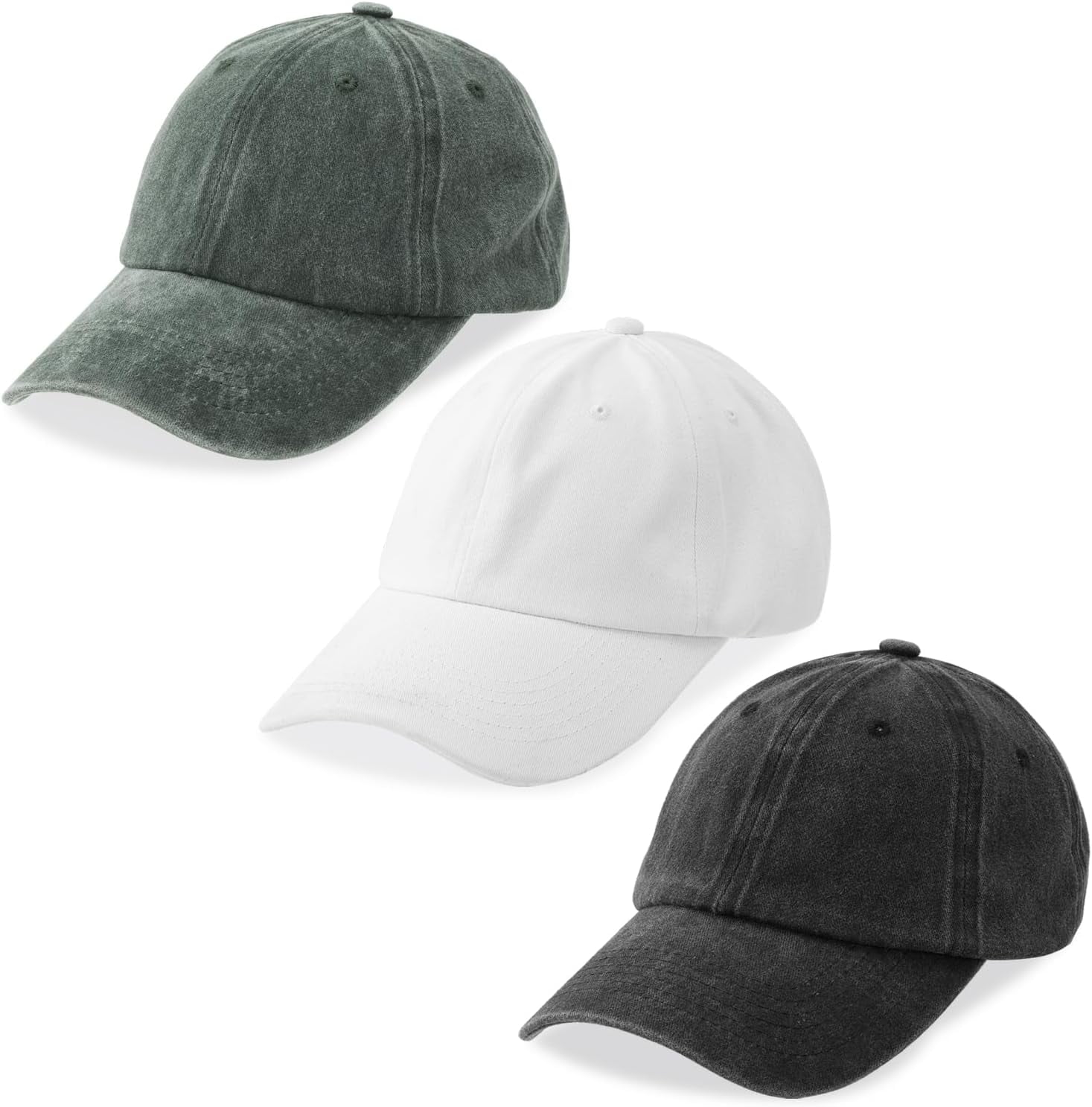 3 Pack Washed Cotton Baseball Caps Vintage Adjustable Dad Hats Unstructured Unstructured Washed Hat 3-Pack Vintage Baseball Caps  main image 4