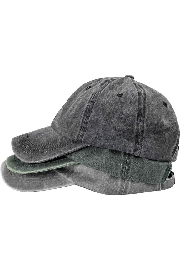 3 Pack Washed Plain Baseball Cap, Retro Adjustable Dad Hats Gift for Men/Women,Unstructured/Cotton