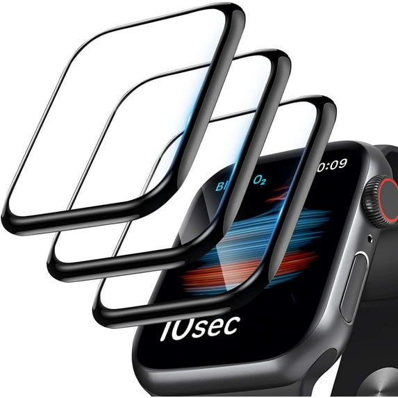 3 Pack Watch Series 6 SE 5 4 Screen Protector 44mm Tempered Glass 44mm Screen Protector Series 6 SE 5 4, 3D Full Coverage 9H Anti-Scratch Waterproof HD Film for Apple iWatch 44mm