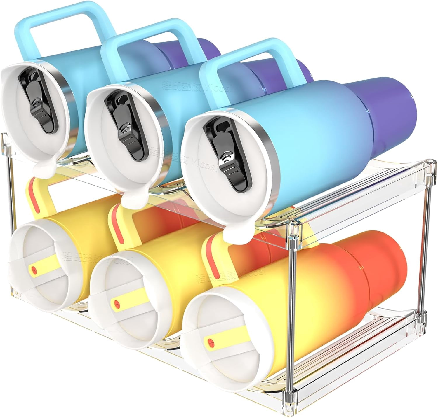 3 Pack Water Bottle Organizer, Large Compartment Stackable Kitchen ...
