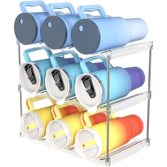 3 Pack Water Bottle Organizer, Large Compartment Stackable Kitchen ...