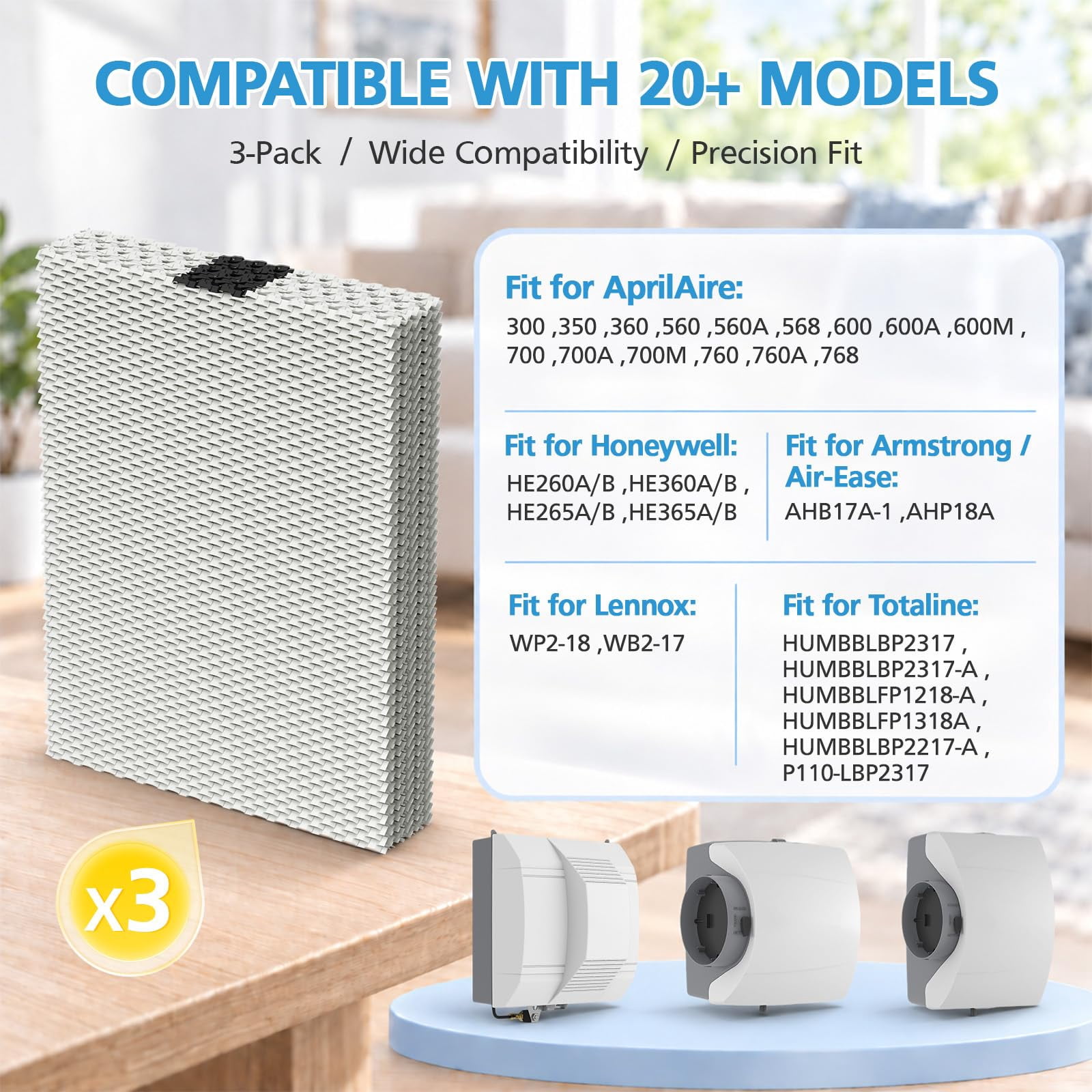 Packthis Notepad 3-Pack Water Panel Humidifier Filter, 13