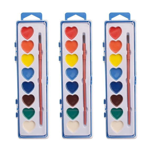 3 Pack Watercolor Paint Sets 8 Colors Washable Water Paint with Paintbrush Party Favors Art Watercolor for Valentine's Day Easter Party Gifts