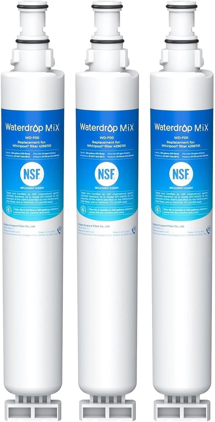 3 Pack Waterdrop 4396701 Replacement for Whirlpool 4396701, EDR6D1 Refrigerator Water Filter