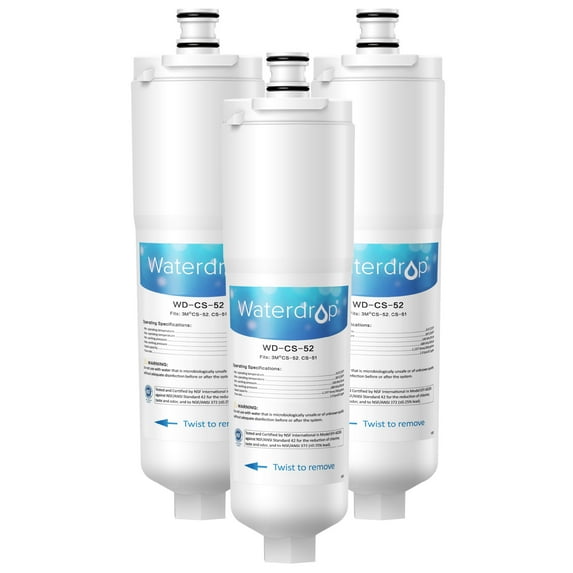 Waterdrop Refrigerator Water Filter, Replacement for Bosch® 640565, Whirlpool® WHKF-R-PLUS, EVOLFLTR10, 3M® Cuno CS-52, CS-51, W1085590, 51000, 3 Filters