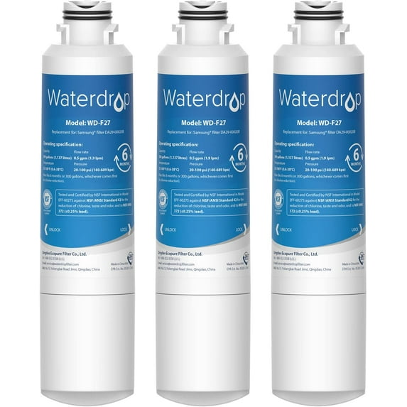 3 Pack Waterdrop DA29-00020B Refrigerator Water Filter, Compatible with Samsung DA29-00020B, DA29-00020A, HAF-CIN/EXP, 46-9101