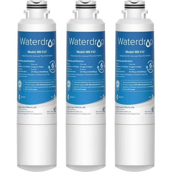 3 Pack Waterdrop DA29-00020B Refrigerator Water Filter, Compatible with Samsung DA29-00020B, DA29-00020A, HAF-CIN/EXP, 46-9101
