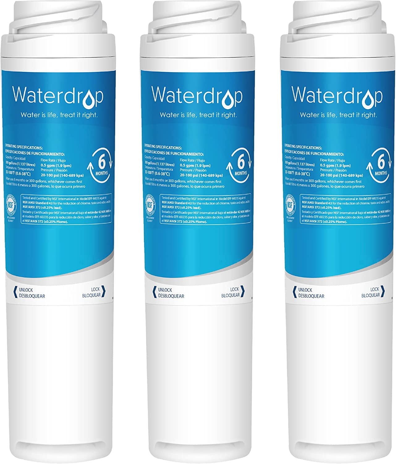 (3 Pack) Waterdrop GSWF Water Filter, Replacement for GE® GSWF Smart