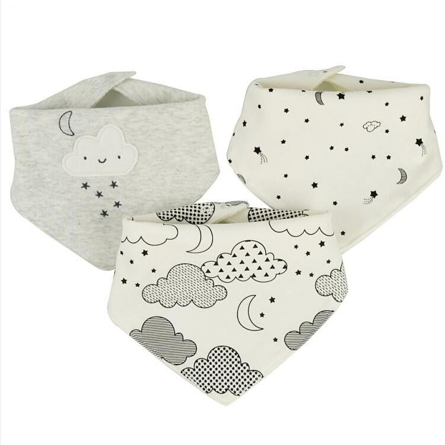 3-Pack Waterproof Baby Bandna Drool Bibs - Clouds