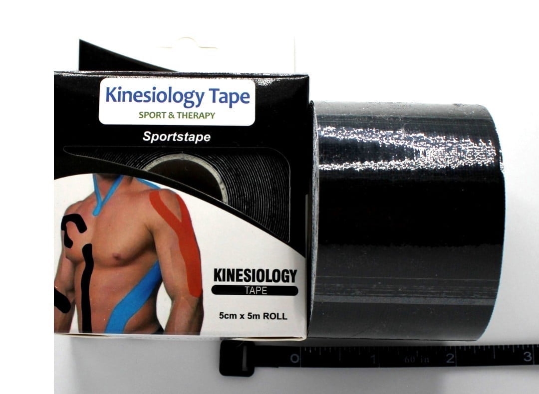 3-Pack, Waterproof Kinesiology Tape 2" x 16.4' for Pain Relief & Muscle Support - Latex-Free Athletic & Therapy Tape (Black)