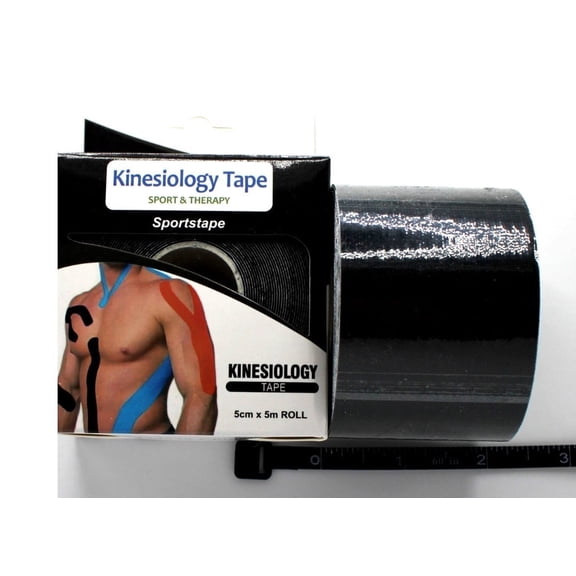 3-Pack, Waterproof Kinesiology Tape 2" x 16.4' for Pain Relief & Muscle Support - Latex-Free Athletic & Therapy Tape (Black)