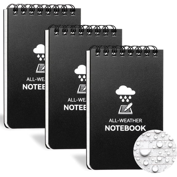 3 Pack Waterproof Notebook, 3 x 5 Pocket Notepad, All Weather Small Pocket Notebook Paper, Mini Spiral Notepad Police Notepad 100 Lined Pages for Outdoor Office