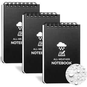 3 Pack Waterproof Notebook, 3 x 5 Pocket Notepad, All Weather Small Pocket