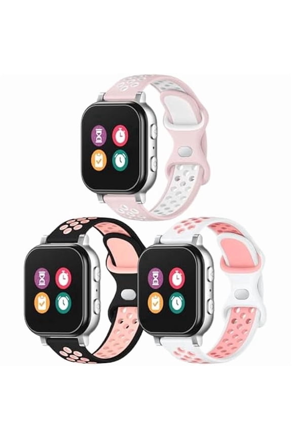 3 Pack Waterproof Silicone Gizmo Watch Band for Kids Compatible with Gizmo Watch 3 2 1/ Gabb Watch 3 2 1/ SyncUP/Cosmo JrTrack Watch, Breathable Soft Sport Bands with Air Holes Design for Boys Girls