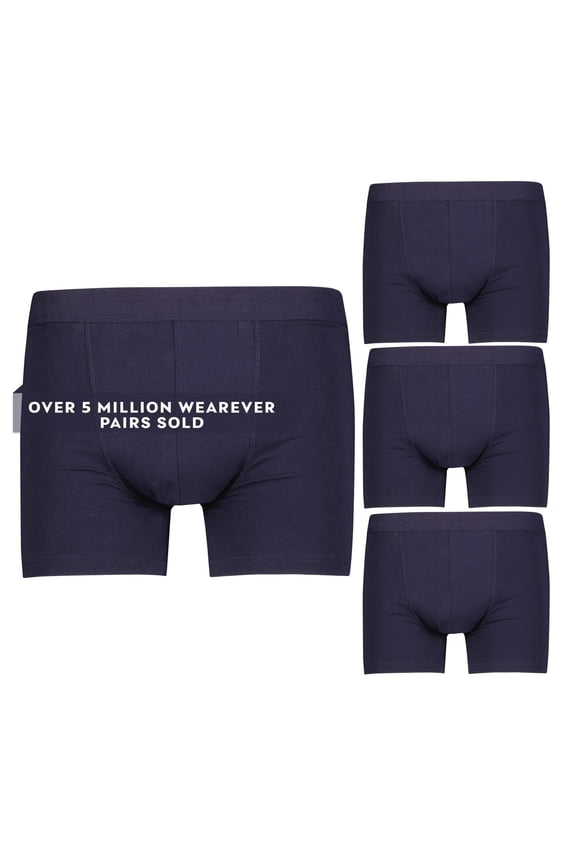 3-Pack Wearever Men's Cotton Regular Absorbency Reusable Incontinence Trunk Boxer Brief Navy Medium (Waist 34-36))