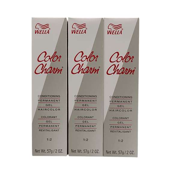 3 Pack Wella Color Charm Permanent Gel Hair Color 7W Caramel - 2 oz