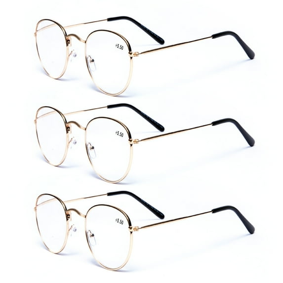 3 Pack Wen Women Presbyopic Glasses Metal Reading Glasses Blue Light Blocking Round Readers