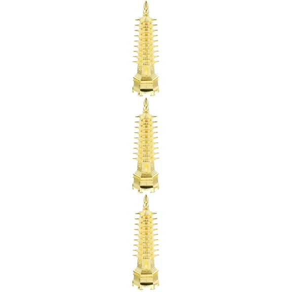 3 Pack Wenchang Tower Ornament Pagoda Japan Decor Office Golden