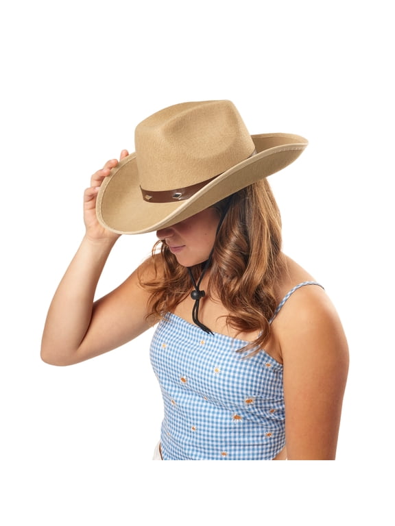 3 Pack Western Cowboy Hats for Adults Coffee Brown Wide Brim Hats with Chin Strap for Men & Women, Lightweight for Parties, Festivals, Beach & Travel