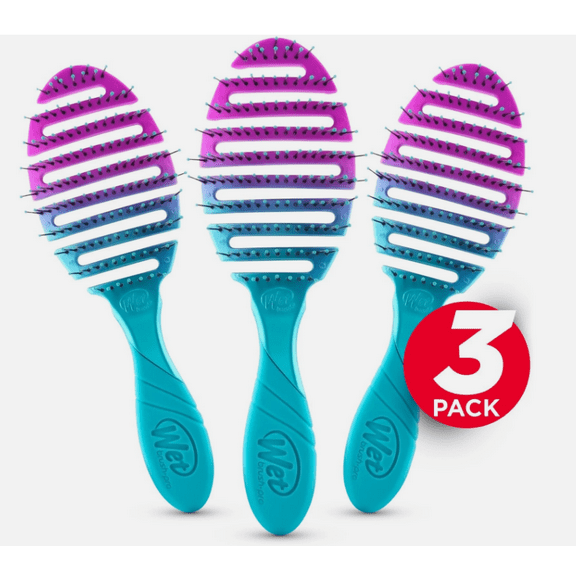 3 Pack Wet Brush Set Pro Flex Dry Teal Ombre