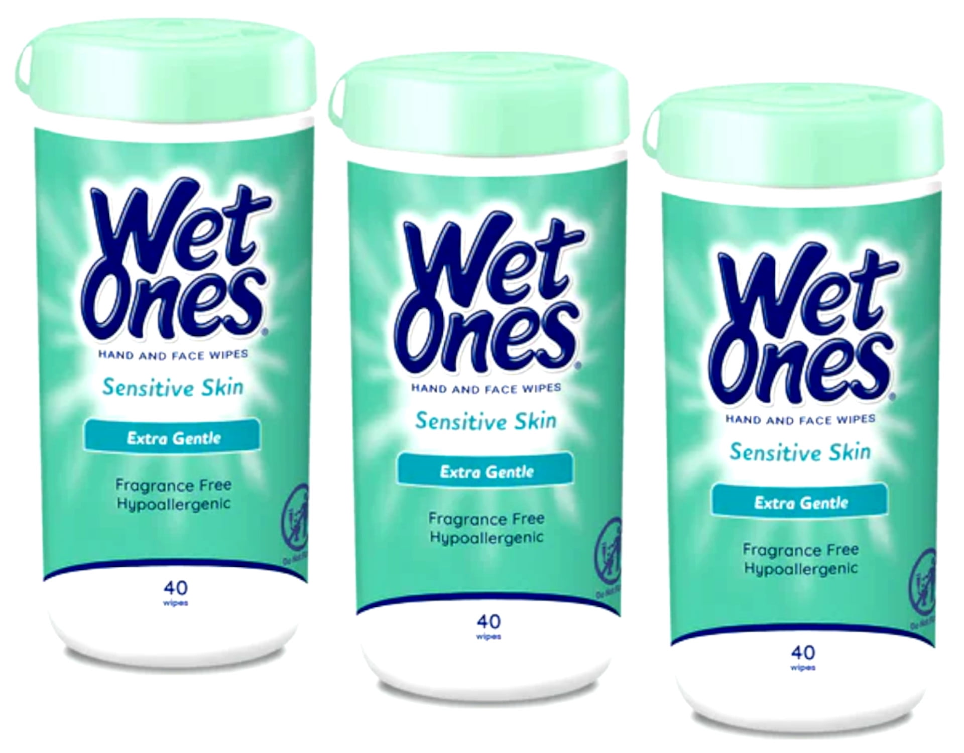 3 Pack Wet Ones Sensitive Skin Moist Wipes Extra Gentle Hypoallergenic 40 Each