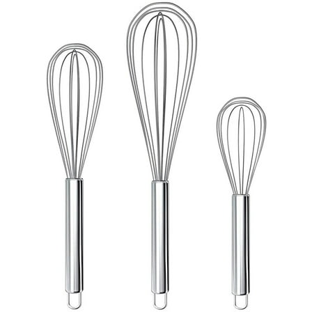 3 Pack Whisk Egg Stainless Steel Set 8"10"12" for Cooking Kitchen Strong Handles Balloon Wire Egg Beater for Stirring, Blending And Beating(Oval)