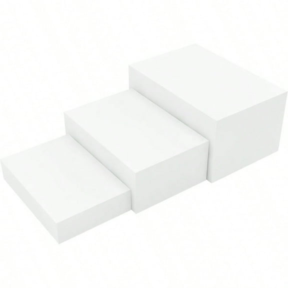 3 Pack White Buffet Food Risers Step 12 1110 Size Acrylic Cube Box Display for Dert Table Display Set Food Drink Collectibles Jewelry Figures Display Stands for Retail Vendor Events 5 Side Rec