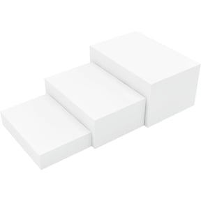 3 Pack White Buffet Risers, Step 12" 11"10" Size Cube Box Display for Dessert Table Display Set Drink Collectibles Figures, Display Stands for Retail Vendor Events,5 Side, Rectangle