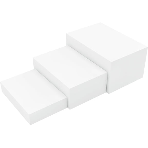 3 Pack White Buffet Risers, Step 12" 11"10" Size Cube Box Display for Dessert Table Display Set Drink Collectibles Figures, Display Stands for Retail Vendor Events,5 Side, Rectangle