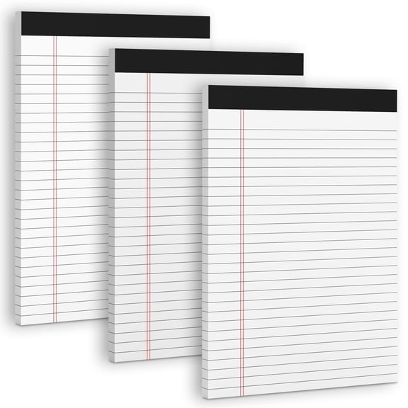 3 Pack 8.5 x 11 Legal Pads, Wide Ruled Micro Perforated Notepads, 30 Sheets Double-Sided Writing Pads for Office Home, White