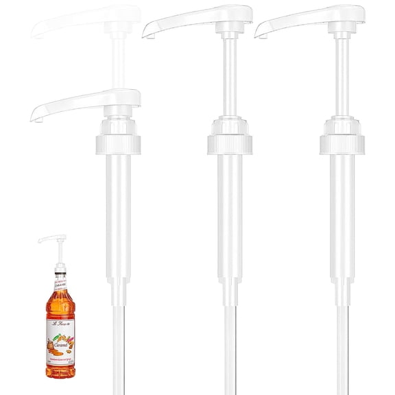 3-Pack White Little Squirt Syrup Pumps for Coffee Syrup Bottles, Fits 750ml 25.4oz Torani, Skinny, DaVinci Bottles, Coffee Syrup Dispenser for Coffee Bar