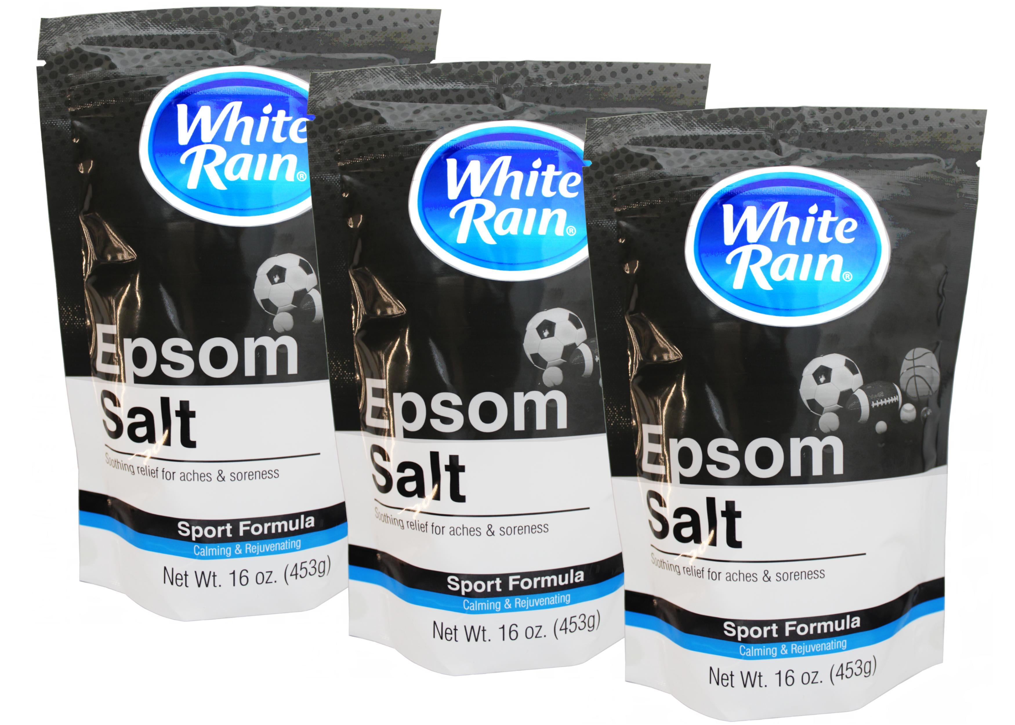 3 Pack - White Rain Epsom Salt Sport Formula, Soothing Relief for Aches & Soreness, Calming & Rejuvenating, 1 Pound