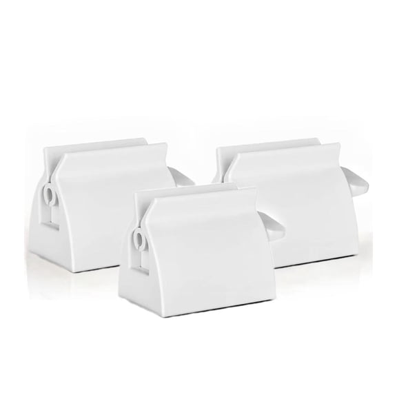 3 Pack White Rolling Tube Toothpaste Squeezer & Holder Stand - Space-Saving Bathroom Organizer, Effortless Squeeze (Bathroom Accessories)