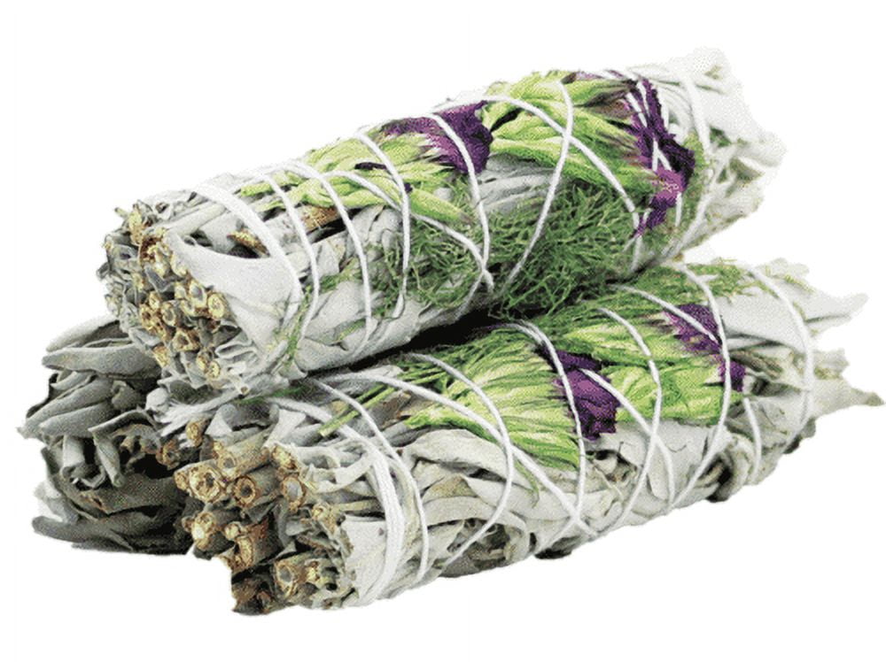 3 Pack White Sage with Flowers Pack of 3 Bundles & Smudge Guide for