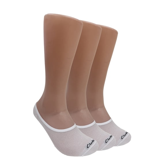 Clarks Men's White Mesh Socks, Casual No-Show, 3 Pack