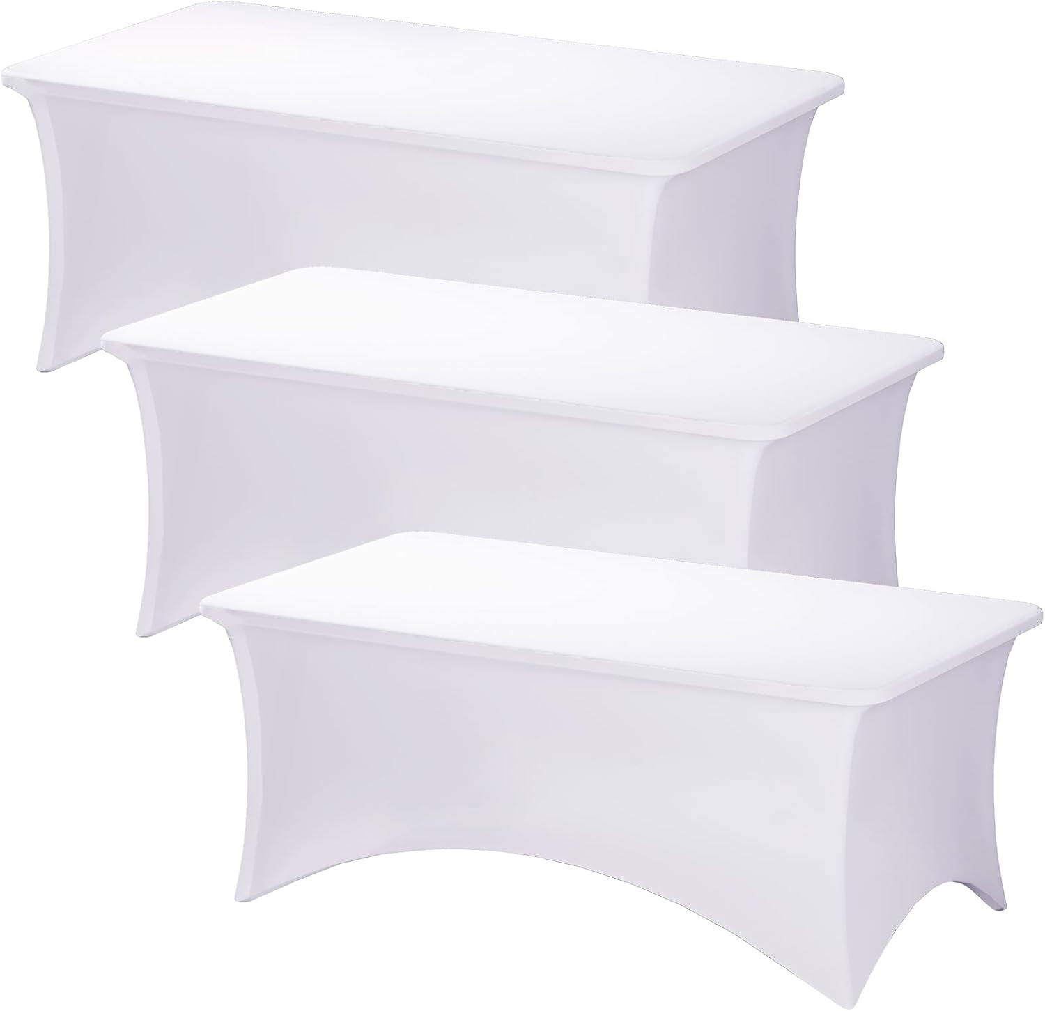 Fixwal 3 Pack Pink Stretch Spandex Tablecloths - Fitted Rectangular Covers For 6ft Tables (72x30x30in)