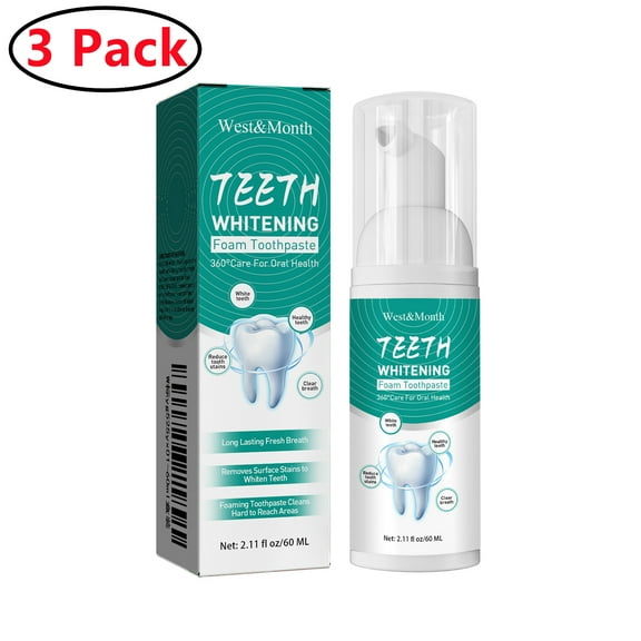 3 Pack Whitening Toothpaste Deep Cleansing Foam Toothpaste Teeth Whitening Cleansing Mousse Stain Removal 3D White Toothpaste Brilliance