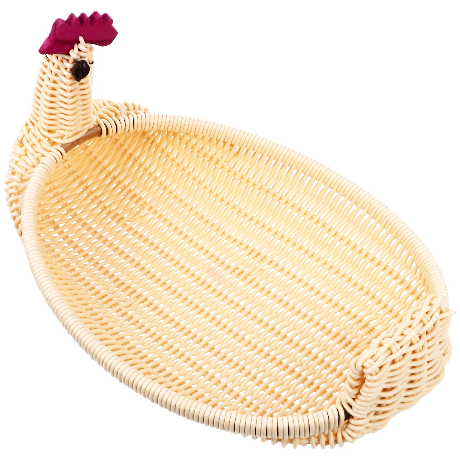 BEADCEST Beige Rattan Storage Baskets for Fruits and Candies with Animal Modeling 3Pcs