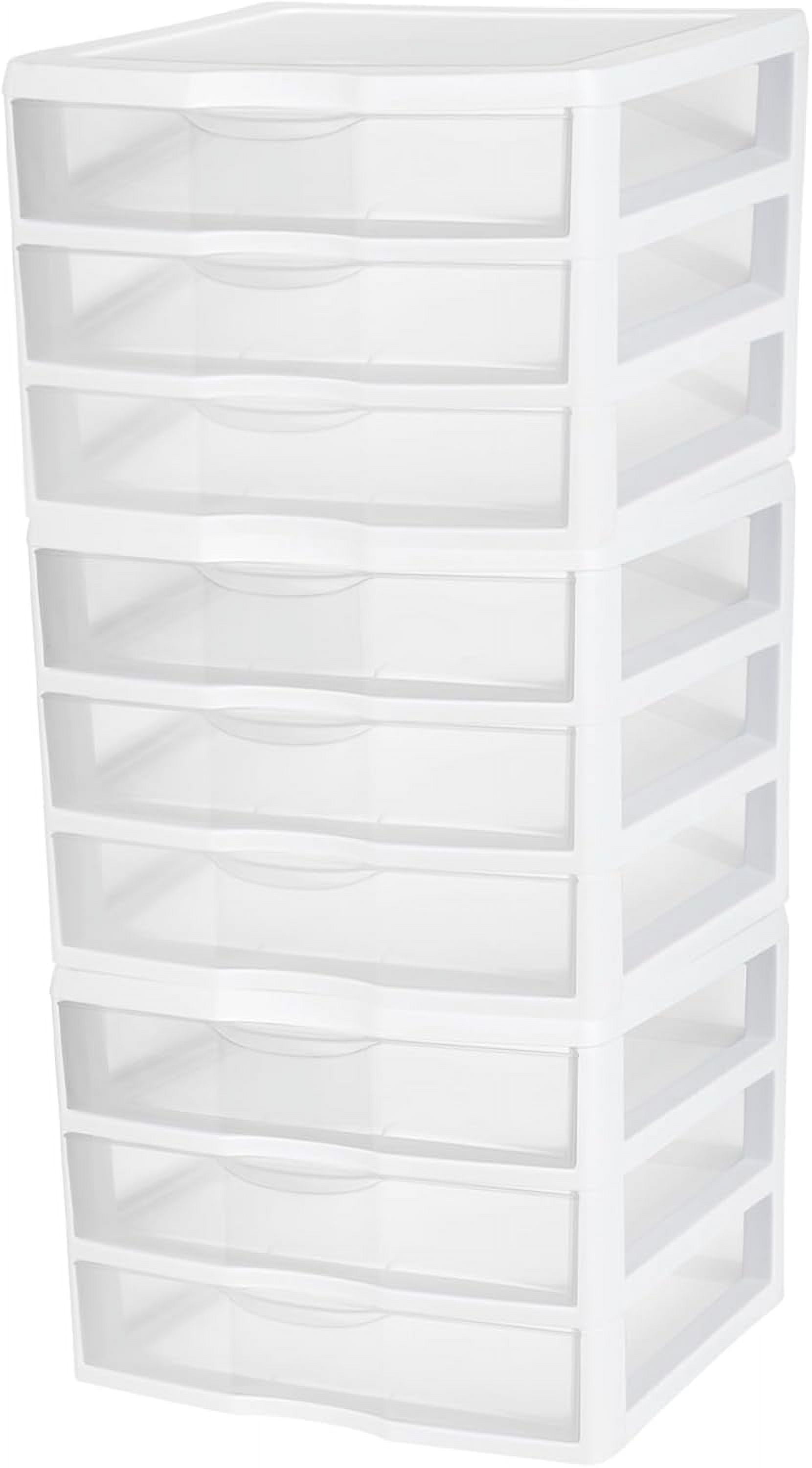 3-Pack Wide 3 Drawer Unit, Plastic Desktop Organizer with Clear Drawers ...