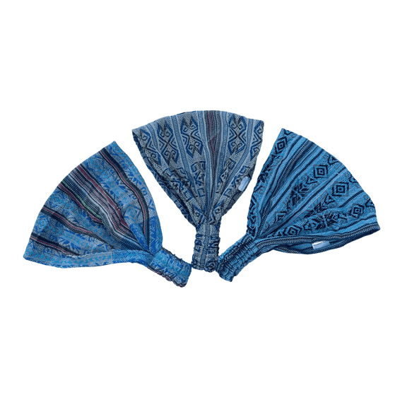 3-Pack Wide Headbands for Women and Men, Non Slip Hairbands, One Size Light Blue Colors