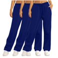 thumbnail image 1 of 3 Pack Wide Leg Sweatpants For Women Casual Solid Color Loose Running Navy Joggers Pants S-2XL, 1 of 6