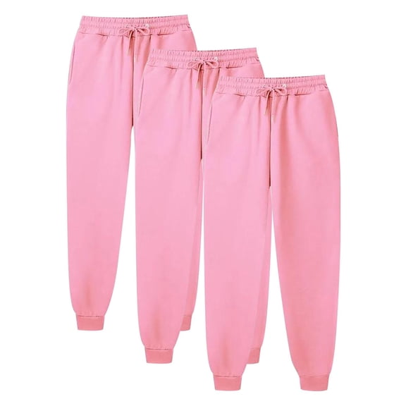 3 Pack Wide Leg Sweatpants For Women Casual Thickened Large Size Solid Color With Fleece For Running Sportswear Joggers Pants (L)