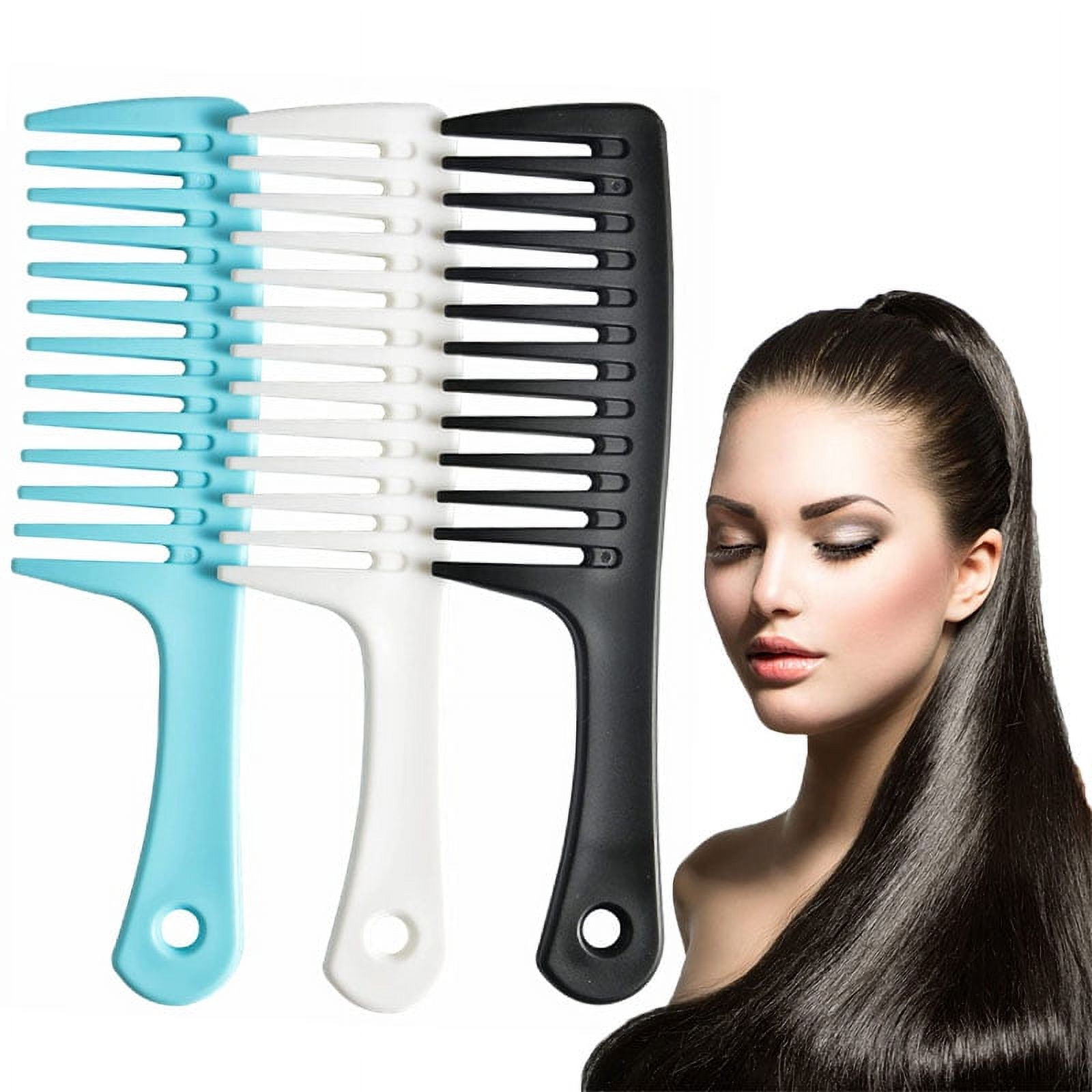 3 Pack Wide Tooth Shower Detangling Combs with Hook for Women Wet & Dry