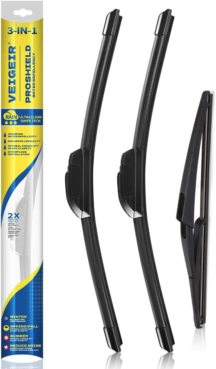 3 Pack Windshield Wiper Blades Compatible With 2009-2020 Honda Fit Original Factory Quality Front Rear Wipers Blade Set for My Car - 28" 14" 14"