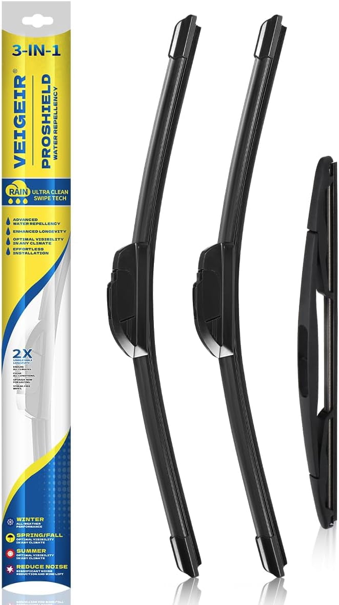 3 Pack Windshield Wiper Blades Compatible With 2009-2020 Honda Fit Original Factory Quality Front Rear Wipers Blade Set for My Car - 28" 14" 14"