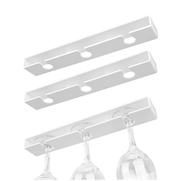 3 Pack Wine Glass Holder Under Cabinet White Stemware Storage Rack Organizer