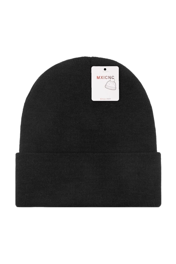 Beanie for Men Women Winter Hats for Mens Beanie Cuffed Knit Beanies Skull Cap, 1 Black