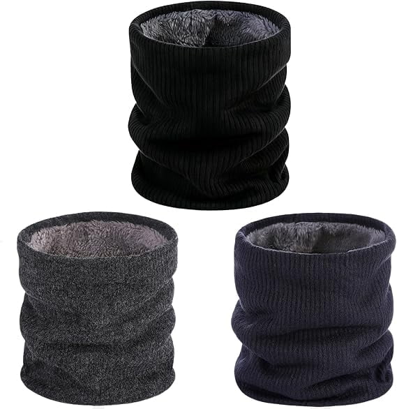3 Pack Winter Neck Gaiter, Fleece Lined Thermal Neck Warmer & Windproof Face Mask for Men and Women, Cold Weather Accessory for Skiing, Hiking, Daily Use