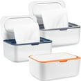 thumbnail image 1 of 3 Pack Wipes Dispenser,Non-Slip Wipes Container with Sealing Design,Refillable Baby Wipe Dispenser, Bathroom Wipes Case Box with Lids,Baby Wipe Holder Keeps Wipes Fresh,Easy Open & Close, 1 of 7
