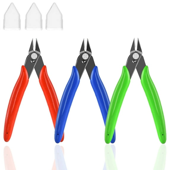 3 Pack Wire Cutters 5 inch Professional Pliers Electronic Flush Cutter Carbon Steel Cutting Nippers for Jewelry Making Home